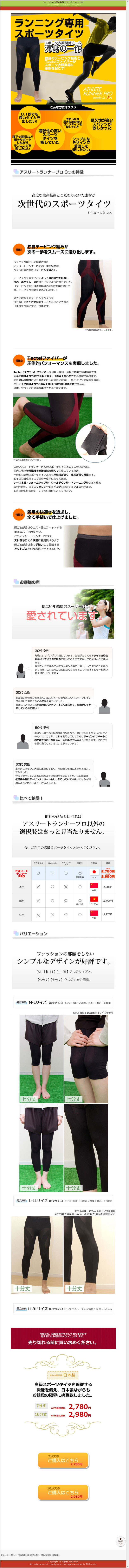 ランニング専用スポーツタイツ　アスリートランナーPRO